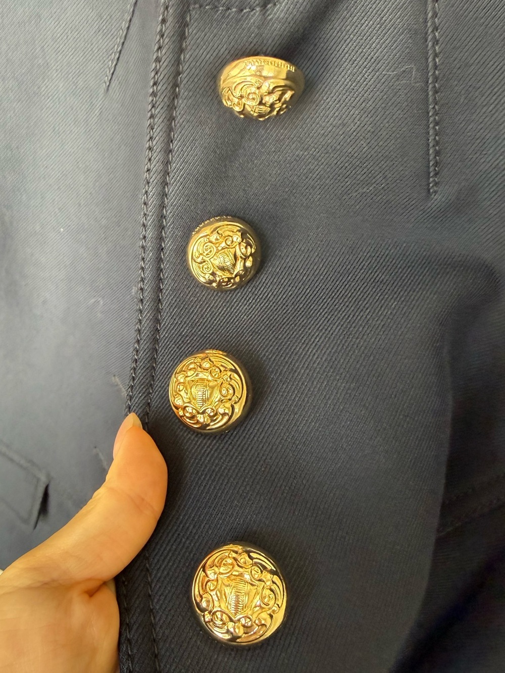 Authentic Burberry Navy Military-Style Gold Button Wool Jacket - Picture 8 of 9